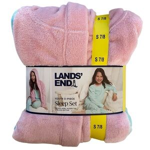 Lands' End Kids 3 Piece Sleep Set - Pajamas and Robe - Size Small (7/8)